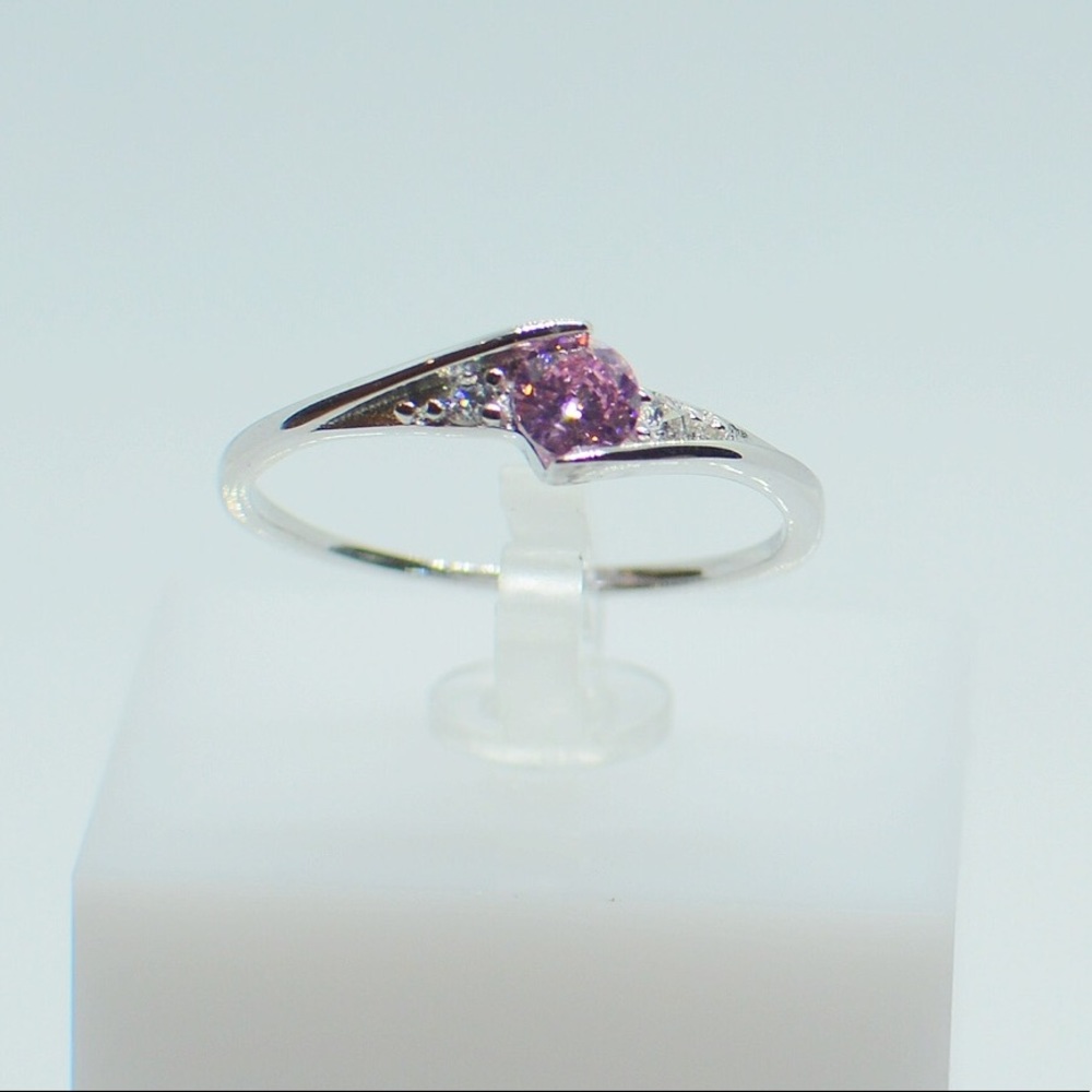 Sterling Silver Round Pink Topaz Solitaire Ring